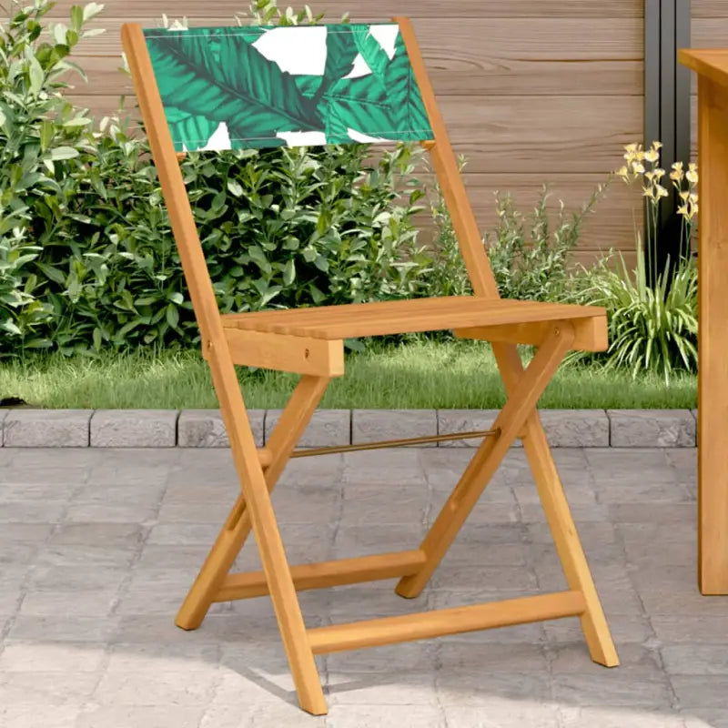 Tuinstoelen van massief acaciahout voor comfortabel buiten zitten - Bladpatroon / 2 - Tuinstoelen
