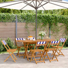 Tuinstoelen van massief acaciahout voor comfortabel buiten zitten - Blauw en wit / 6 - Tuinstoelen
