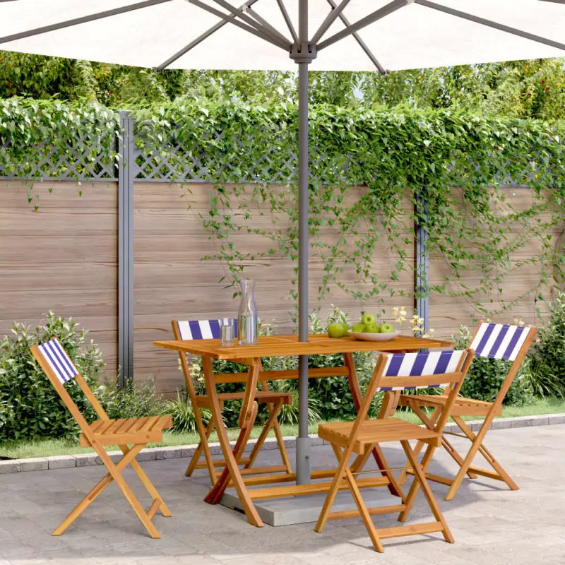 Tuinstoelen van massief acaciahout voor comfortabel buiten zitten - Blauw en wit / 4 - Tuinstoelen