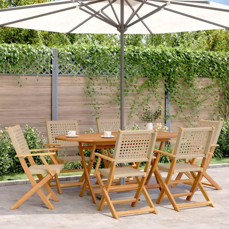 Tuinstoelen van massief acaciahout voor duurzaam comfort - Beige / 6 - Tuinstoelen