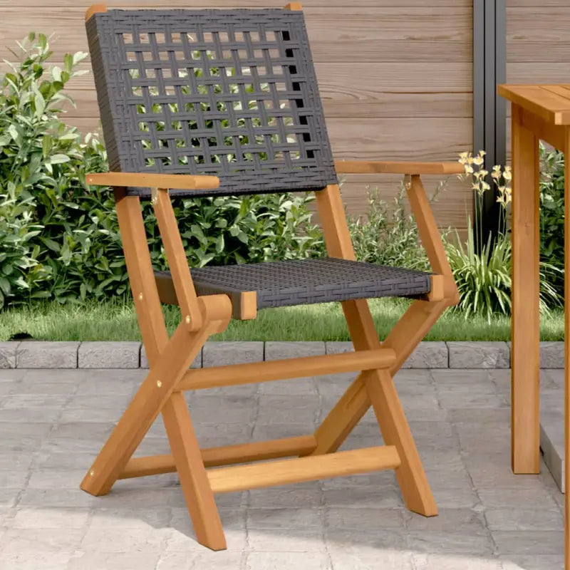 Tuinstoelen van massief acaciahout voor duurzaam comfort - Zwart / 2 - Tuinstoelen