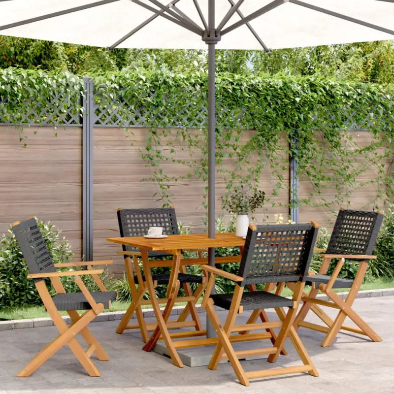 Tuinstoelen van massief acaciahout voor duurzaam comfort - Zwart / 4 - Tuinstoelen