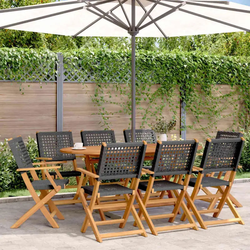 Tuinstoelen van massief acaciahout voor duurzaam comfort - Zwart / 8 - Tuinstoelen