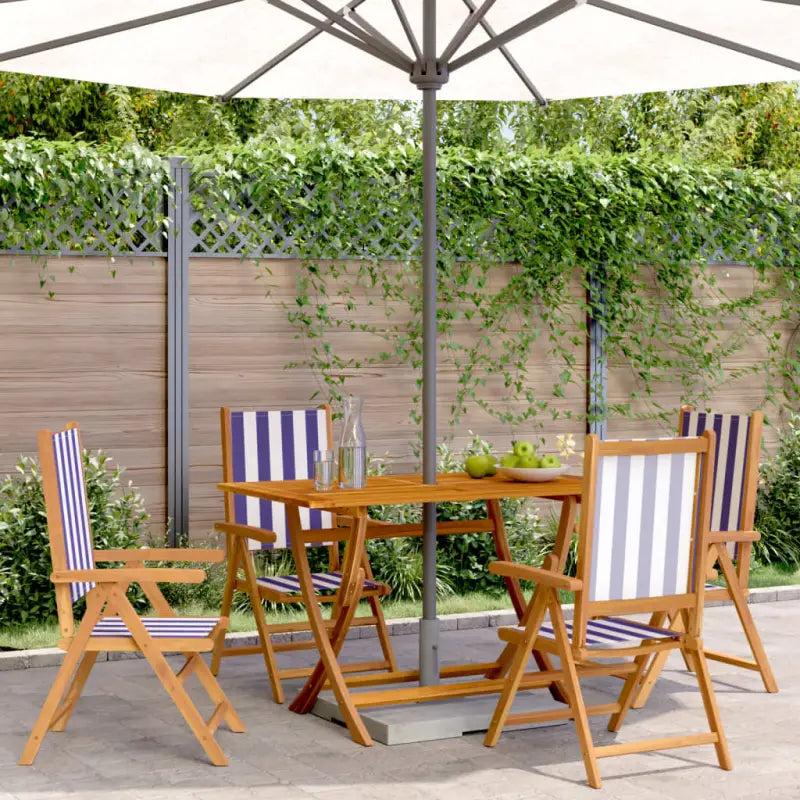 Tuinstoelen van massief acaciahout voor een duurzame buitenruimte - Blauw en wit / 4 - Tuinstoelen