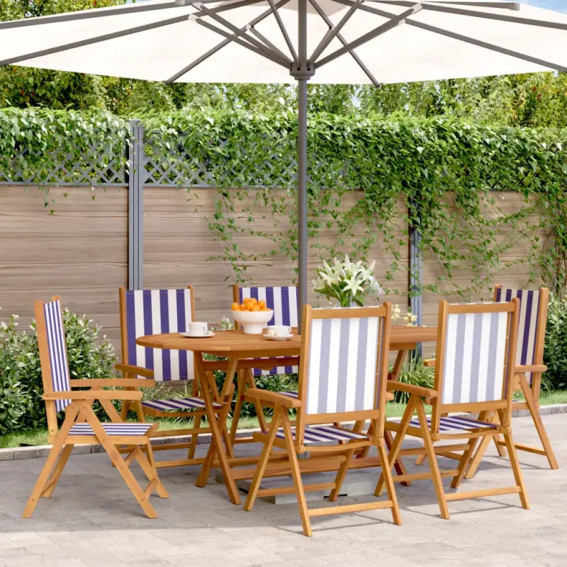 Tuinstoelen van massief acaciahout voor een duurzame buitenruimte - Blauw en wit / 6 - Tuinstoelen