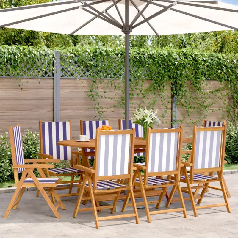 Tuinstoelen van massief acaciahout voor een duurzame buitenruimte - Blauw en wit / 8 - Tuinstoelen