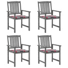 Tuinstoelen van massief acaciahout voor een rustieke buitenruimte - Rood ruitpatroon / 4 - Tuinstoelen