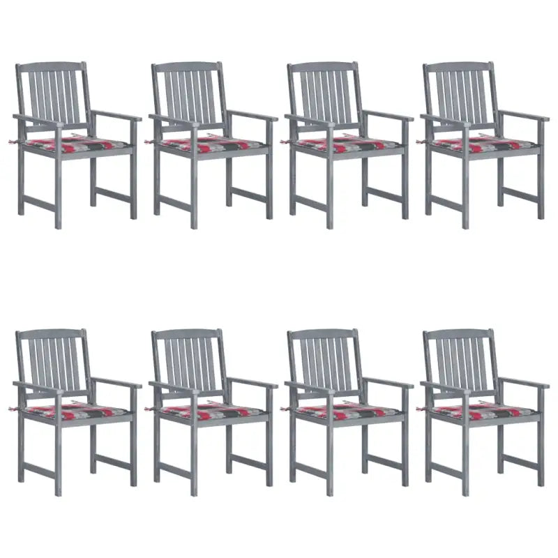 Tuinstoelen van massief acaciahout voor een rustieke buitenruimte - Rood ruitpatroon / 8 - Tuinstoelen
