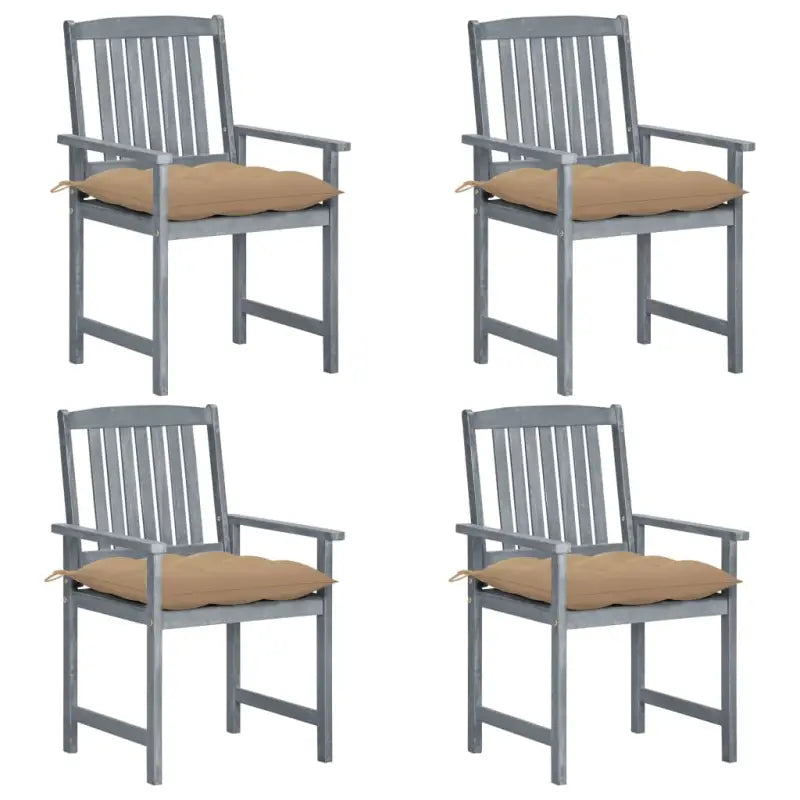 Tuinstoelen van massief acaciahout voor een rustieke buitenruimte - Beige / 4 - Tuinstoelen