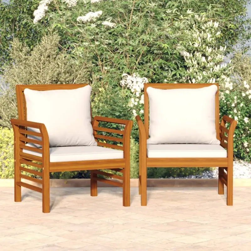 Tuinstoelen van massief acaciahout voor een rustieke uitstraling - Crèmewit / 2 - Tuinstoelen