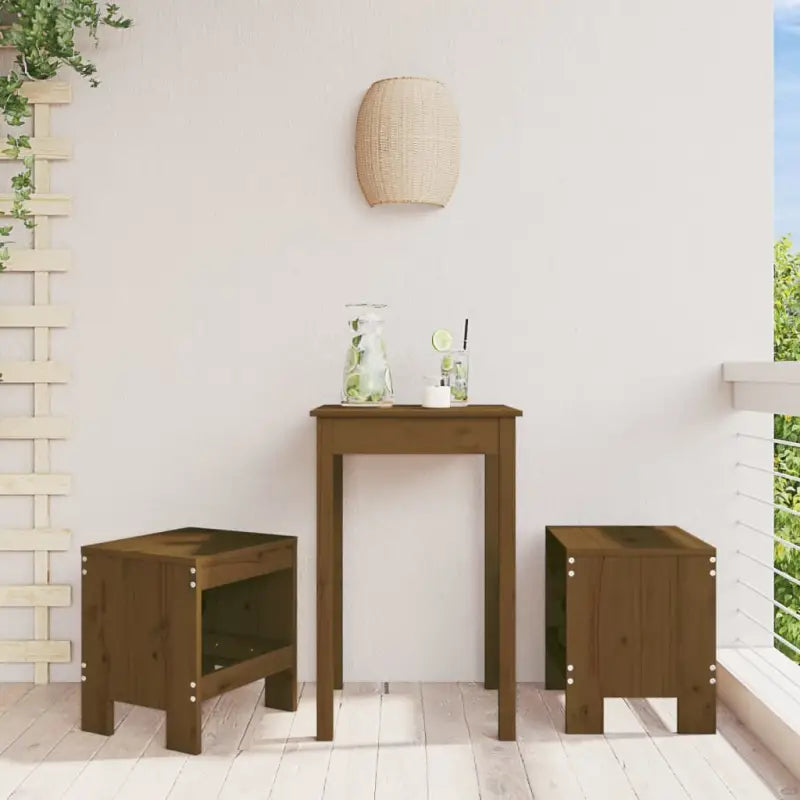 Tuinstoelen van massief grenenhout voor rustieke tuinplezier - Honingbruin grenenhout / 40 x 36 x 45 cm / 2