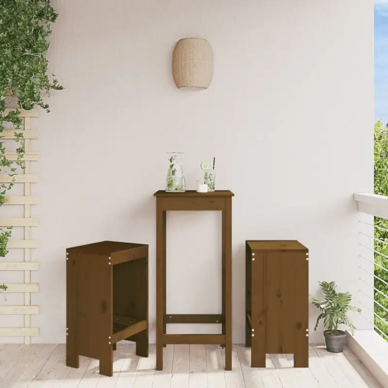 Tuinstoelen van massief grenenhout voor rustieke tuinplezier - Honingbruin grenenhout / 40 x 36 x 75 cm / 2