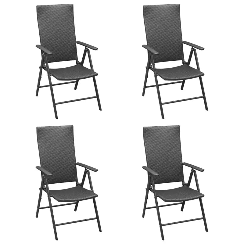 Tuinstoelen van PE-rattan met gepoedercoat aluminium frame - Zwart / 4 - Tuinstoelen