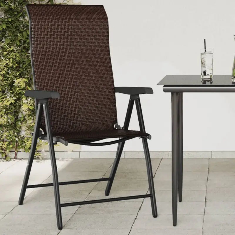 Tuinstoelen van poly rattan met hoogte verstelbaar voor buitengebruik - Bruin / 8 - Tuinstoelen