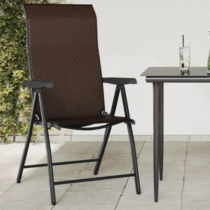 Tuinstoelen van poly rattan met hoogte verstelbaar voor buitengebruik - Bruin / 4 - Tuinstoelen