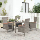 Tuinstoelen van poly rattan met massief acaciahout voor tuin en terras - Grijs / 4 - Tuinstoelen