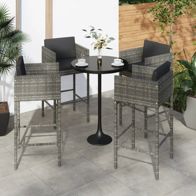 Tuinstoelen van poly rattan voor comfortabele ontspanning buiten - Grijs / 4 - Tuinstoelen