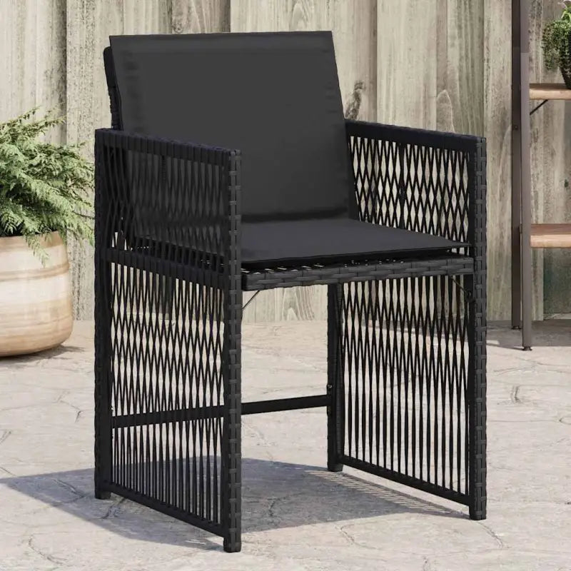Tuinstoelen van poly rattan voor comfortabele zitervaring met wasbare hoes - Zwart / 4 - Tuinstoelen
