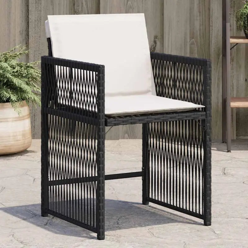 Tuinstoelen van poly rattan voor comfortabele zitervaring met wasbare hoes - Zwart en crème / 4 - Tuinstoelen