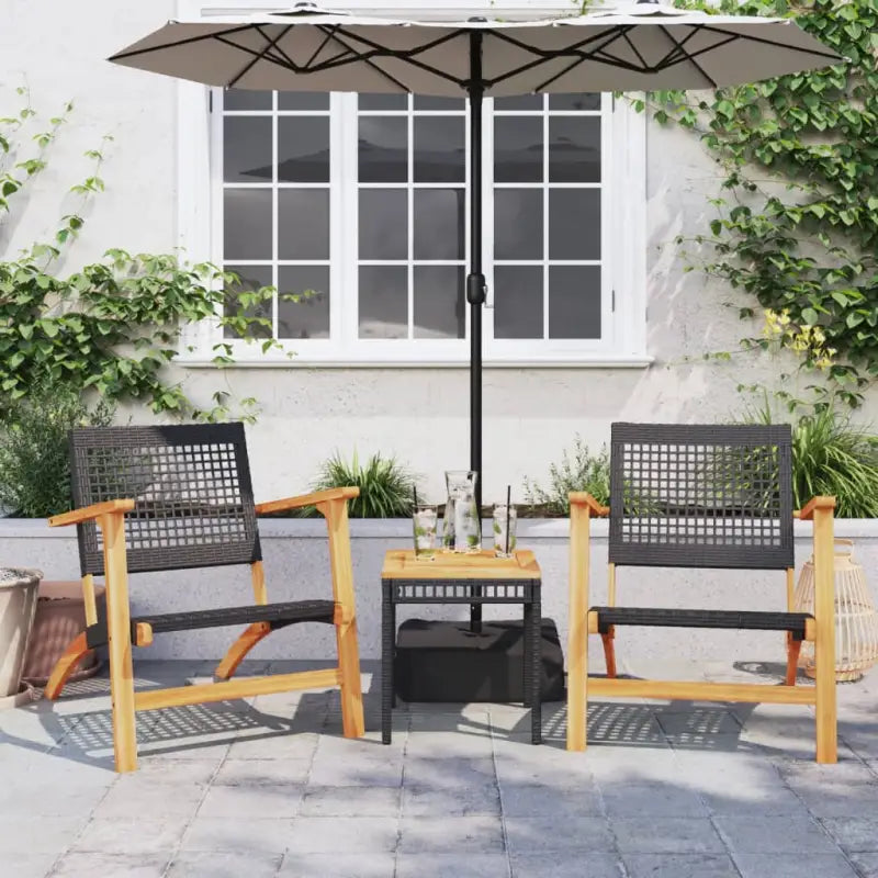 Tuinstoelen van poly rattan voor duurzame en comfortabele buitenruimte - Zwart / Met tafel - Tuinsets