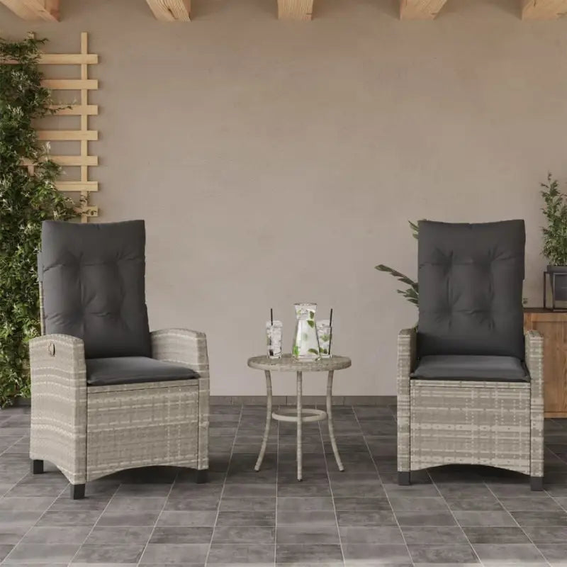 Tuinstoelen van poly rattan voor een comfortabele zitervaring - Lichtgrijs / 2 / Zonder voetensteun - Tuinstoelen