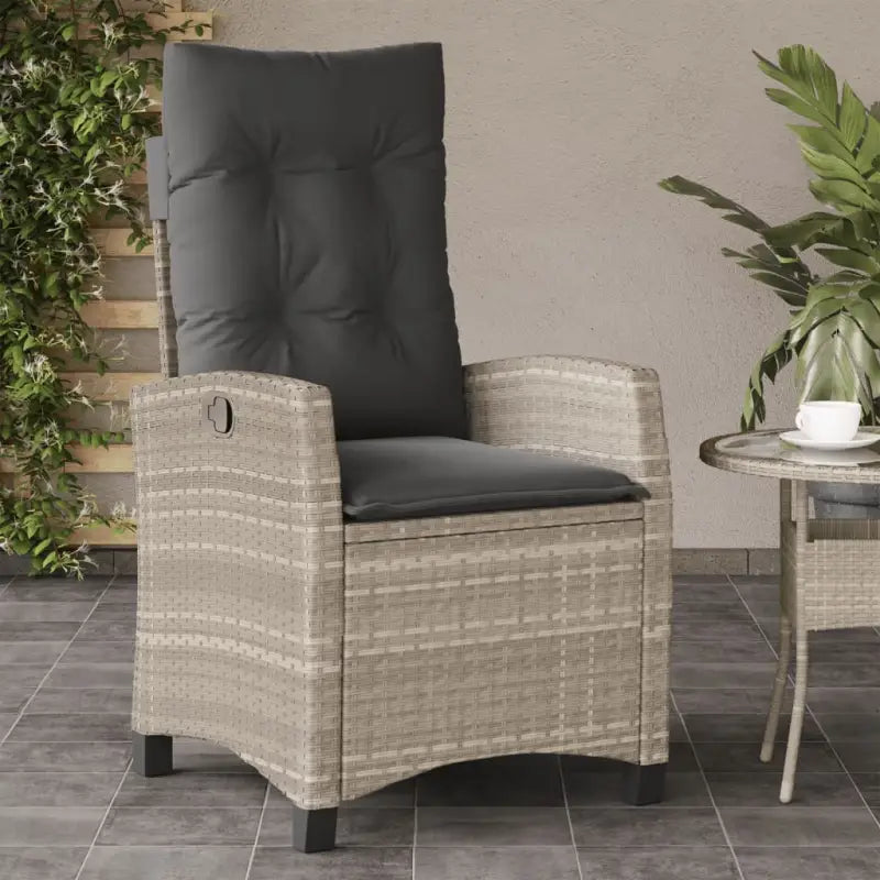 Tuinstoelen van poly rattan voor een comfortabele zitervaring - Lichtgrijs / 1 / Zonder voetensteun - Tuinstoelen