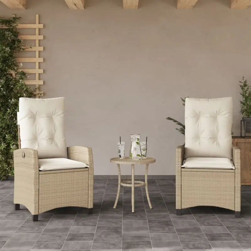 Tuinstoelen van poly rattan voor een comfortabele zitervaring - Beige / 2 / Zonder voetensteun - Tuinstoelen