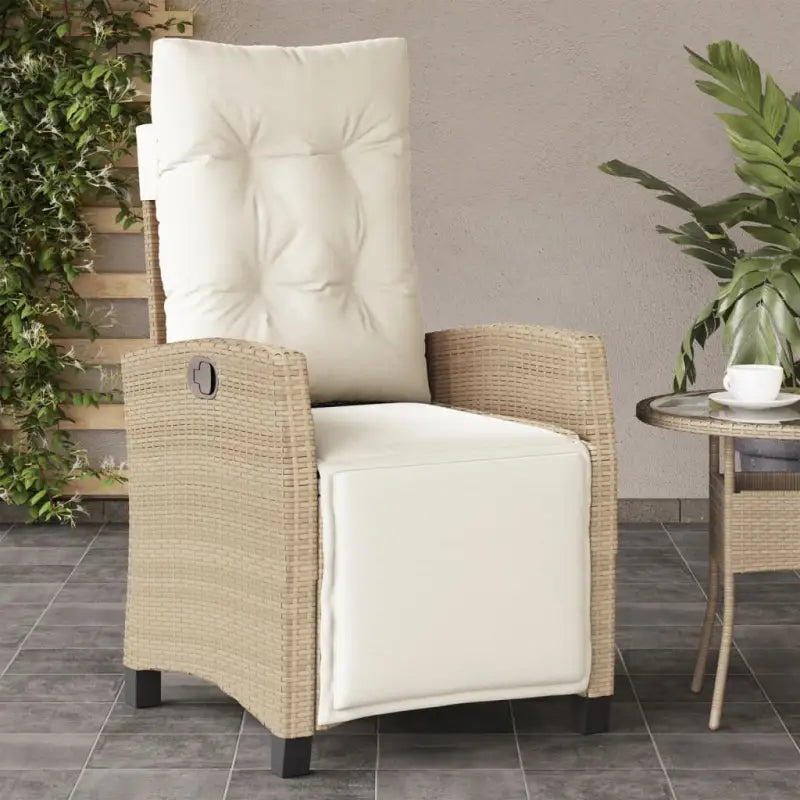 Tuinstoelen van poly rattan voor een comfortabele zitervaring - Beige / 1 / Met voetensteun - Tuinstoelen