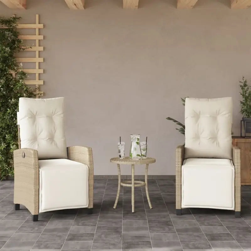 Tuinstoelen van poly rattan voor een comfortabele zitervaring - Beige / 2 / Met voetensteun - Tuinstoelen