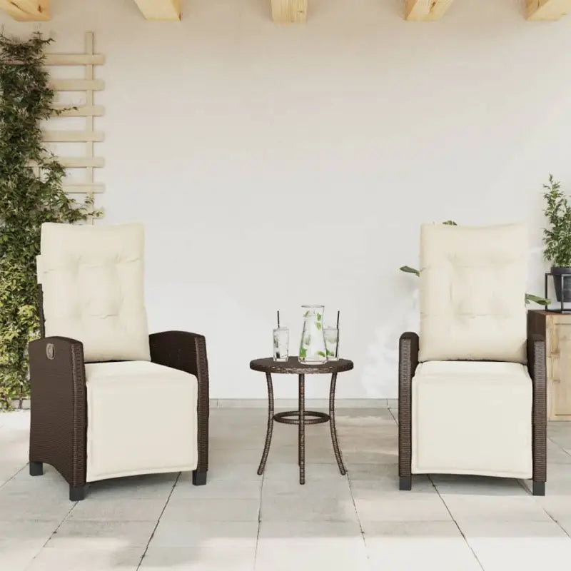 Tuinstoelen van poly rattan voor een comfortabele zitervaring - Bruin / 2 / Met voetensteun - Tuinstoelen