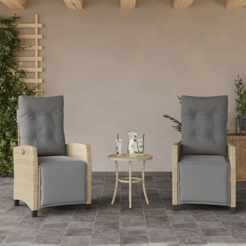 Tuinstoelen van poly rattan voor een comfortabele zitervaring - Gemengd beige / 2 / Met voetensteun - Tuinstoelen