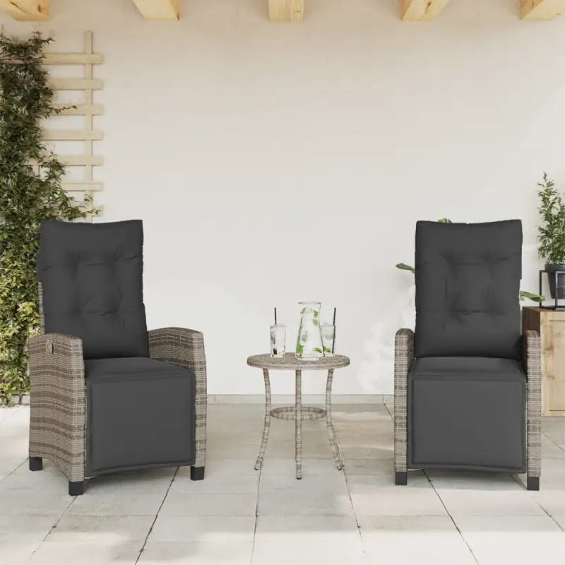 Tuinstoelen van poly rattan voor een comfortabele zitervaring - Grijs / 2 / Met voetensteun - Tuinstoelen