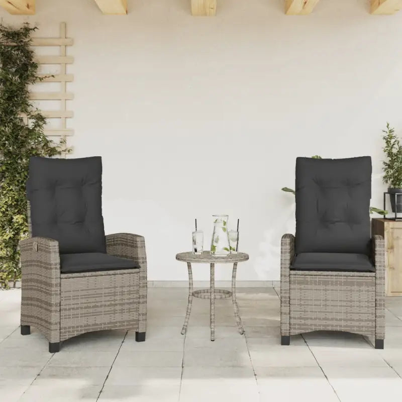 Tuinstoelen van poly rattan voor een comfortabele zitervaring - Grijs / 2 / Zonder voetensteun - Tuinstoelen