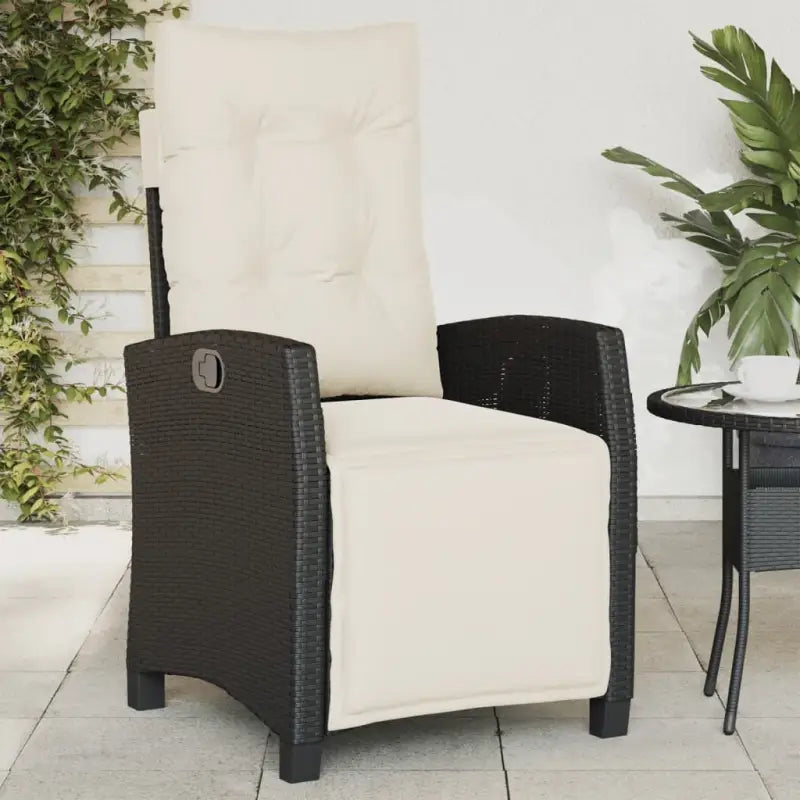 Tuinstoelen van poly rattan voor een comfortabele zitervaring - Zwart en crème / 1 / Met voetensteun - Tuinstoelen