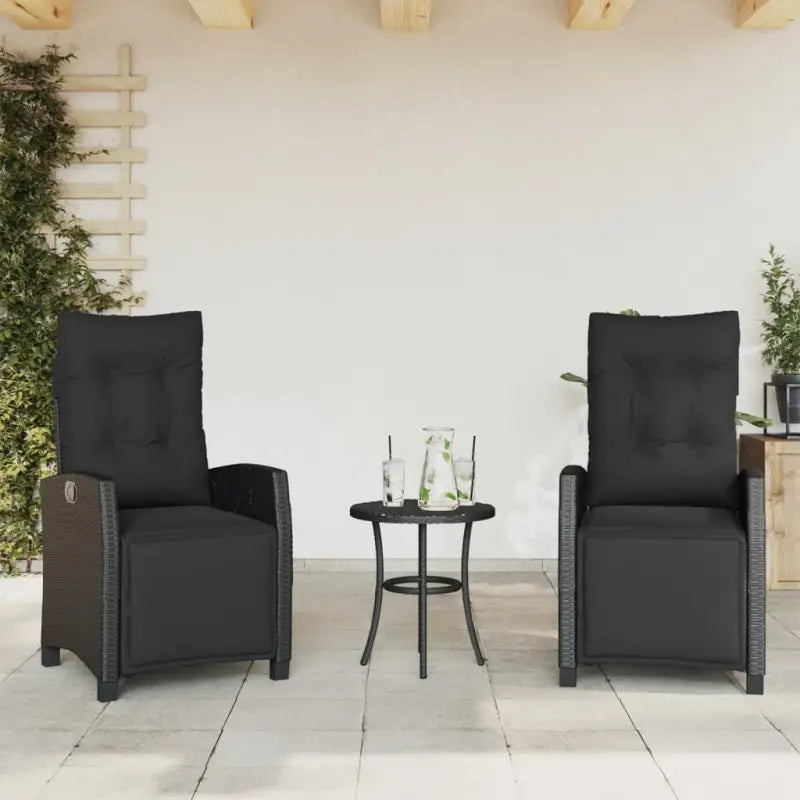 Tuinstoelen van poly rattan voor een comfortabele zitervaring - Zwart / 2 / Met voetensteun - Tuinstoelen