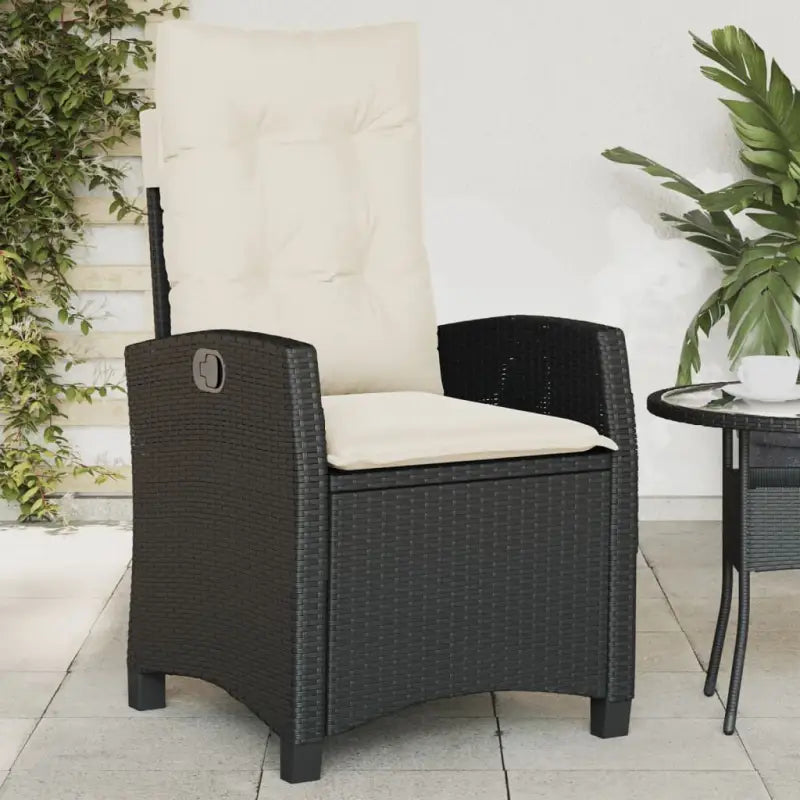 Tuinstoelen van poly rattan voor een comfortabele zitervaring - Zwart en crème / 1 / Zonder voetensteun - Tuinstoelen
