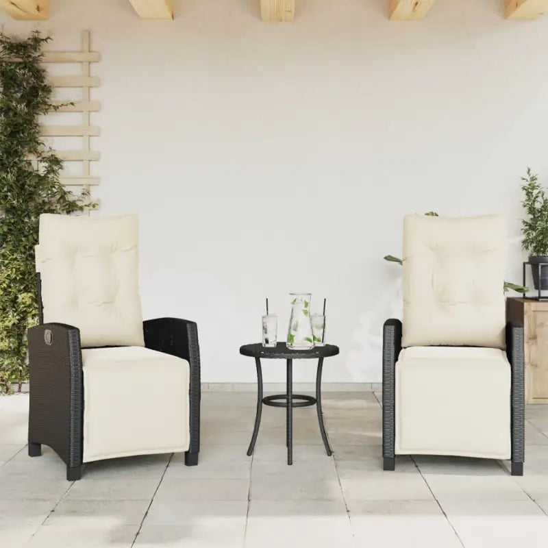 Tuinstoelen van poly rattan voor een comfortabele zitervaring - Zwart en crème / 2 / Met voetensteun - Tuinstoelen