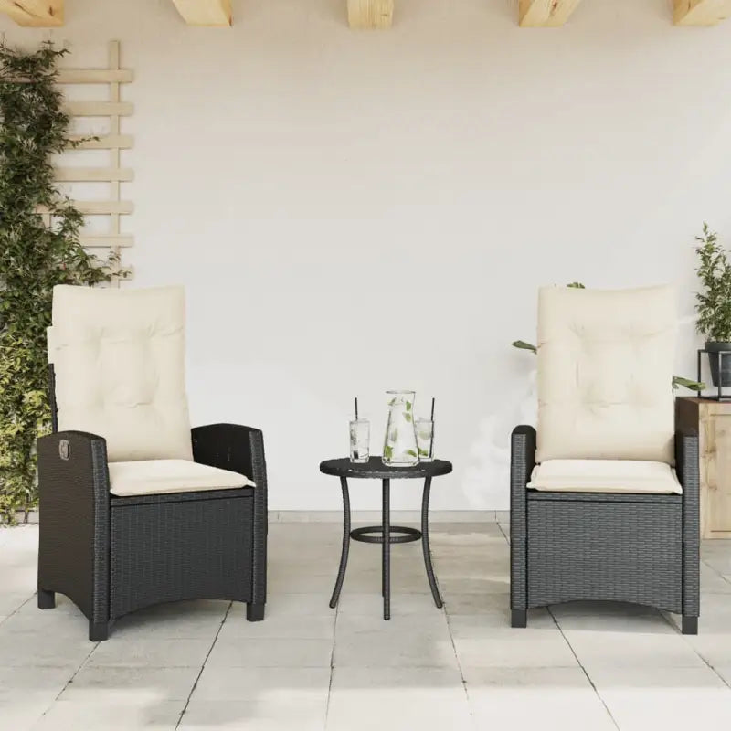 Tuinstoelen van poly rattan voor een comfortabele zitervaring - Zwart en crème / 2 / Zonder voetensteun - Tuinstoelen