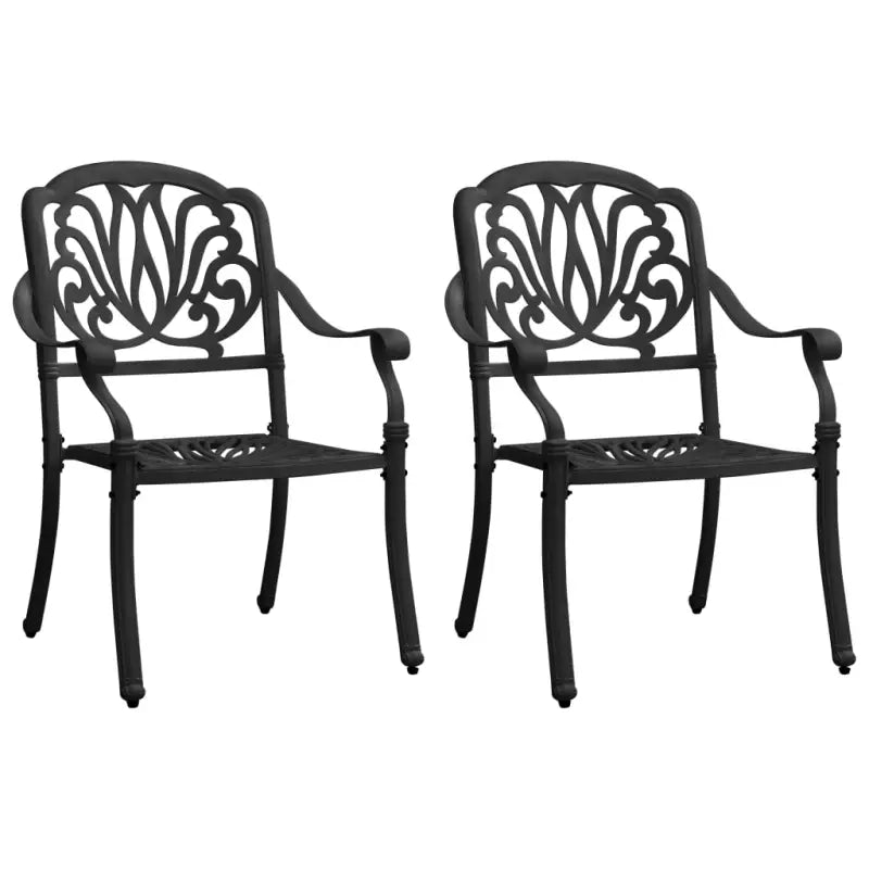 Tuinstoelenet voor dineren lezen en relaxen van gietaluminium - Zwart / 2 - Tuinstoelen