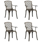 Tuinstoelenset van gietaluminium voor ontspannen tuinmomenten - Brons / 4 - Tuinstoelen