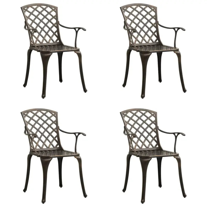 Tuinstoelenset van gietaluminium voor ontspannen tuinmomenten - Brons / 4 - Tuinstoelen