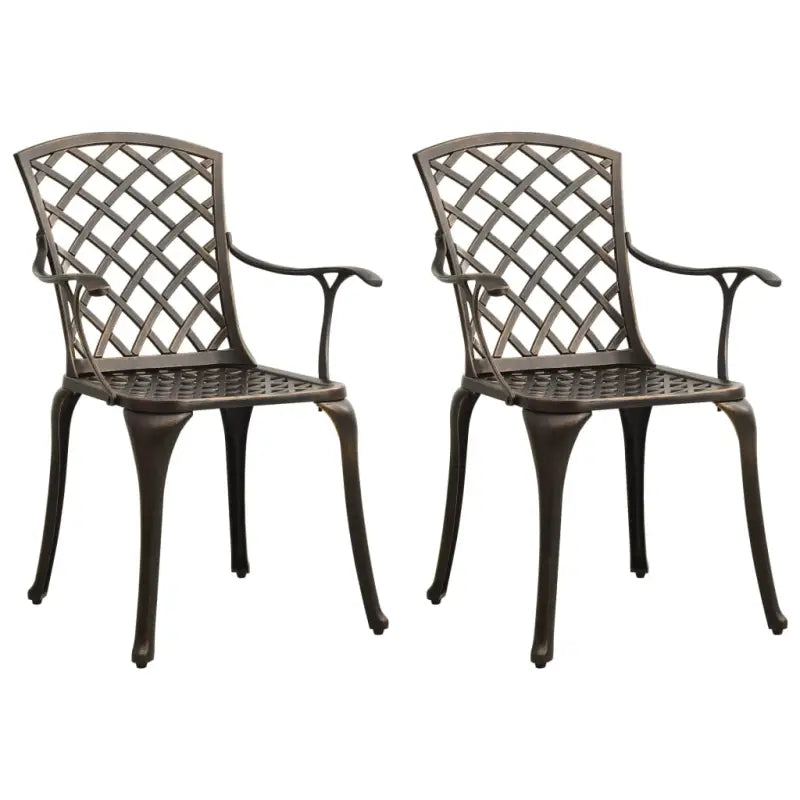 Tuinstoelenset van gietaluminium voor ontspannen tuinmomenten - Brons / 2 - Tuinstoelen