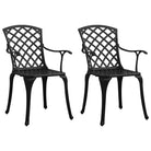 Tuinstoelenset van gietaluminium voor ontspannen tuinmomenten - Zwart / 2 - Tuinstoelen