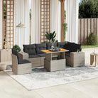 Tuinstoelset in beige materiaal met gepoedercoat staalafmetingen - grijs en donkergrijs / Tafel + 3x hoek + 3x midden