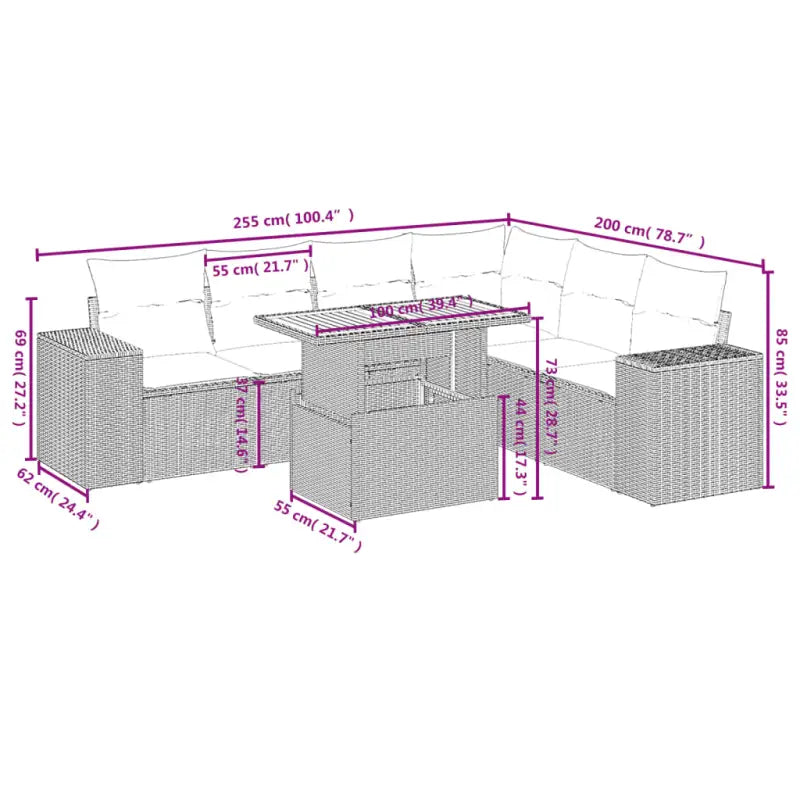Tuinstoelset in beige materiaal met gepoedercoat staalafmetingen - Tuinsets