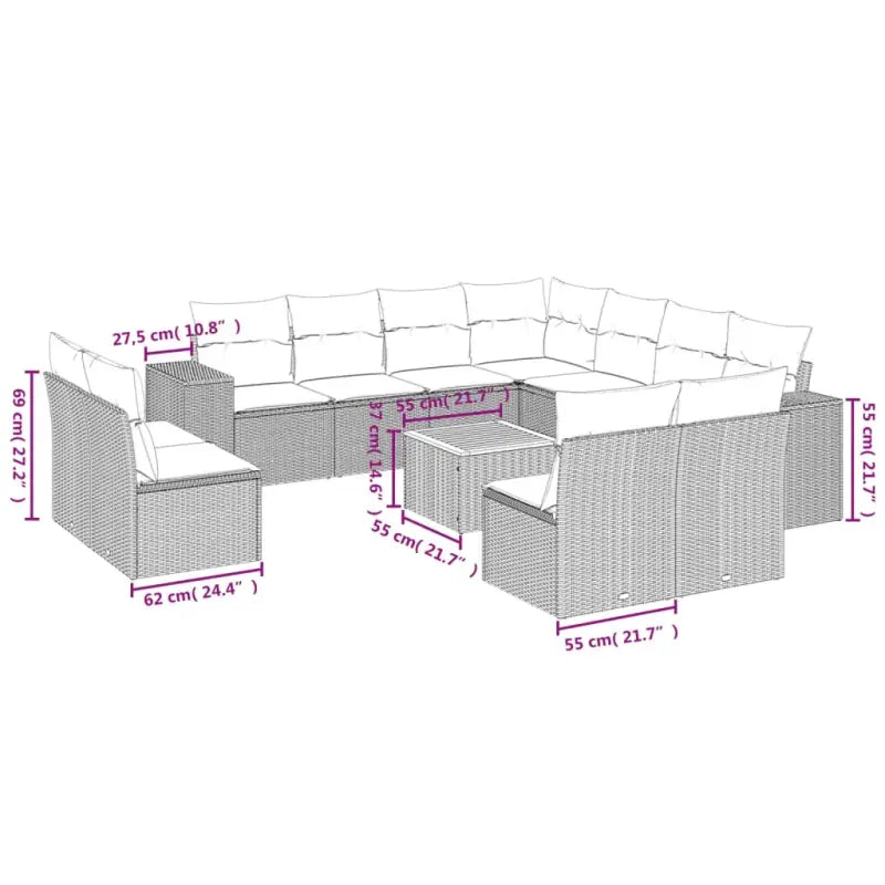 Tuinstoelset met grijs materiaal en gepoedercoat staal afmetingen - Grijs - Tuinsets