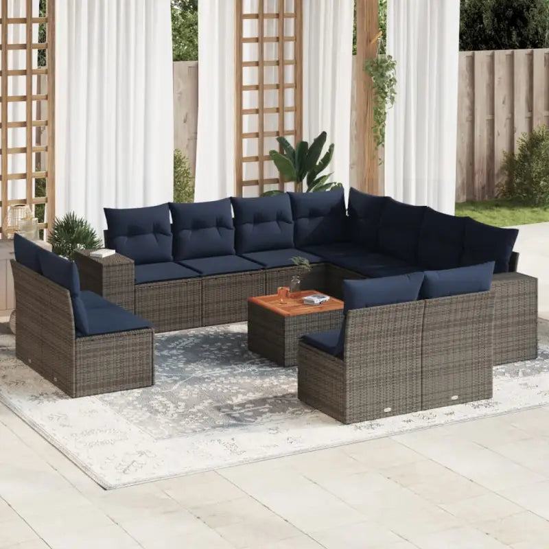 Tuinstoelset met grijs materiaal en gepoedercoat staal afmetingen - Grijs - Tuinsets