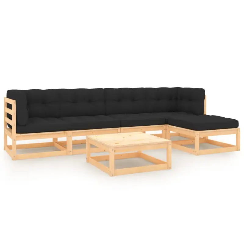 Tuinstoelset met massief grenenhout en rug- zijkussens voor comfortabel genieten - Naturel en antraciet / Ja - Tuinsets