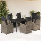Tuinstoelset met poly rattan en gemakkelijk schoon gehard glas - 200 cm tafellengte / Ronde poot - Tuinsets