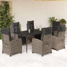 Tuinstoelset met poly rattan en gemakkelijk schoon gehard glas - Tuinsets